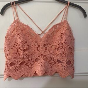 Free People Peach Crochet bralette Sz S